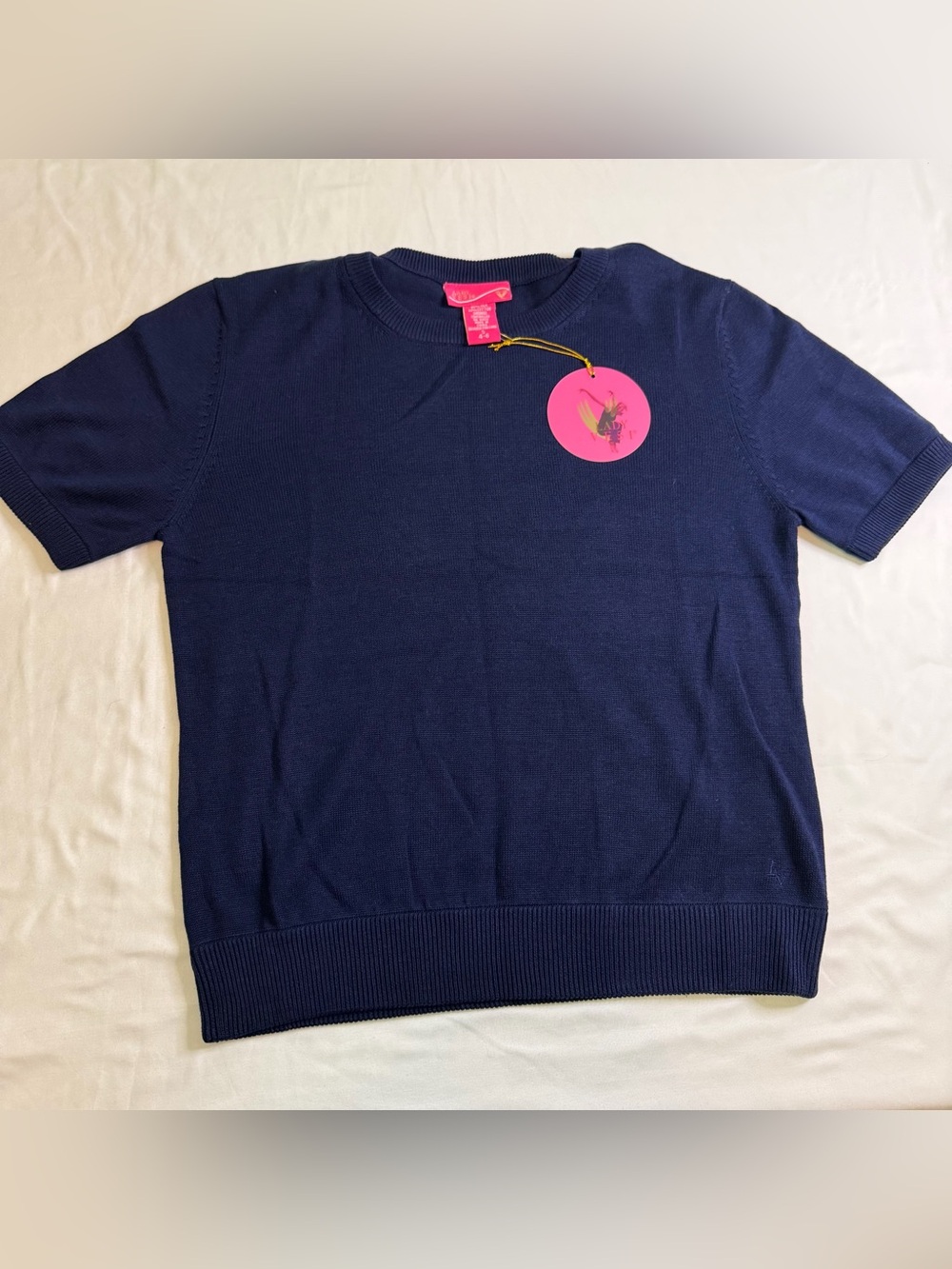 Lady‎ Vesi Silk Blend Short Sleeve Sweater – Navy – Size Small (4-6)